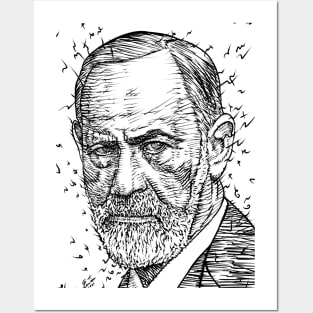 SIGMUND FREUD ink portrait .2 Posters and Art